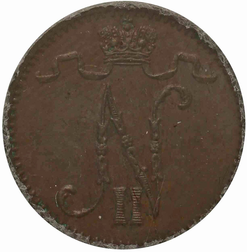 Rosja / Finlandia. Mikołaj II. 1 Penni, 1903 NNC MS 64 BR